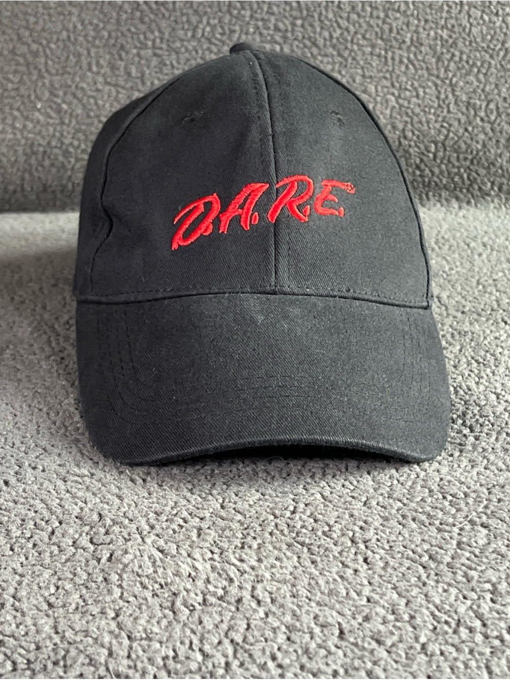 D.A.R.E. Black Baseball Cap with Red Embroidery